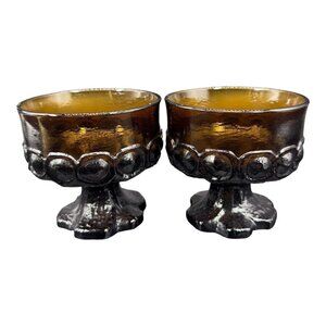 Vintage Tiffin Franciscan Madeira Brown Smoke Sherbet Glasses set 2 Glasses READ